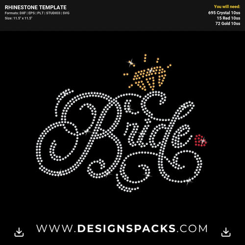 Bride Diamond Heart Rhinestone Digital Template