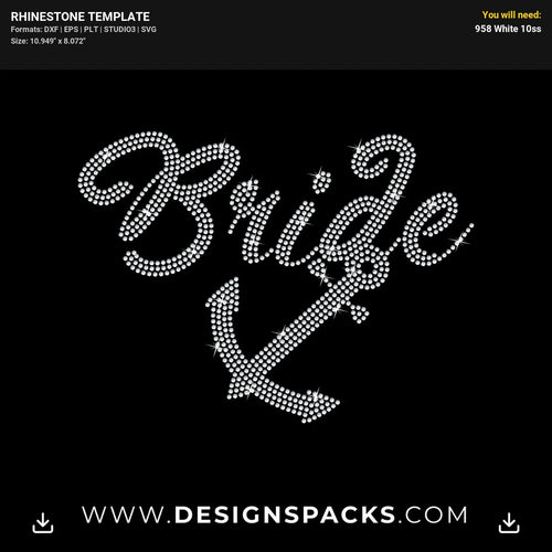 Bride Script Anchor Rhinestone Digital Template