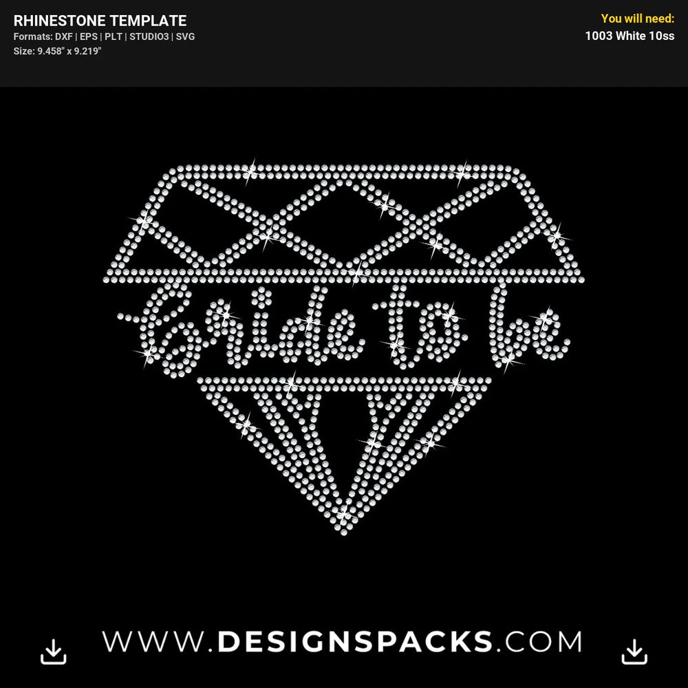 Bride To Be Diamond Rhinestone Digital Template