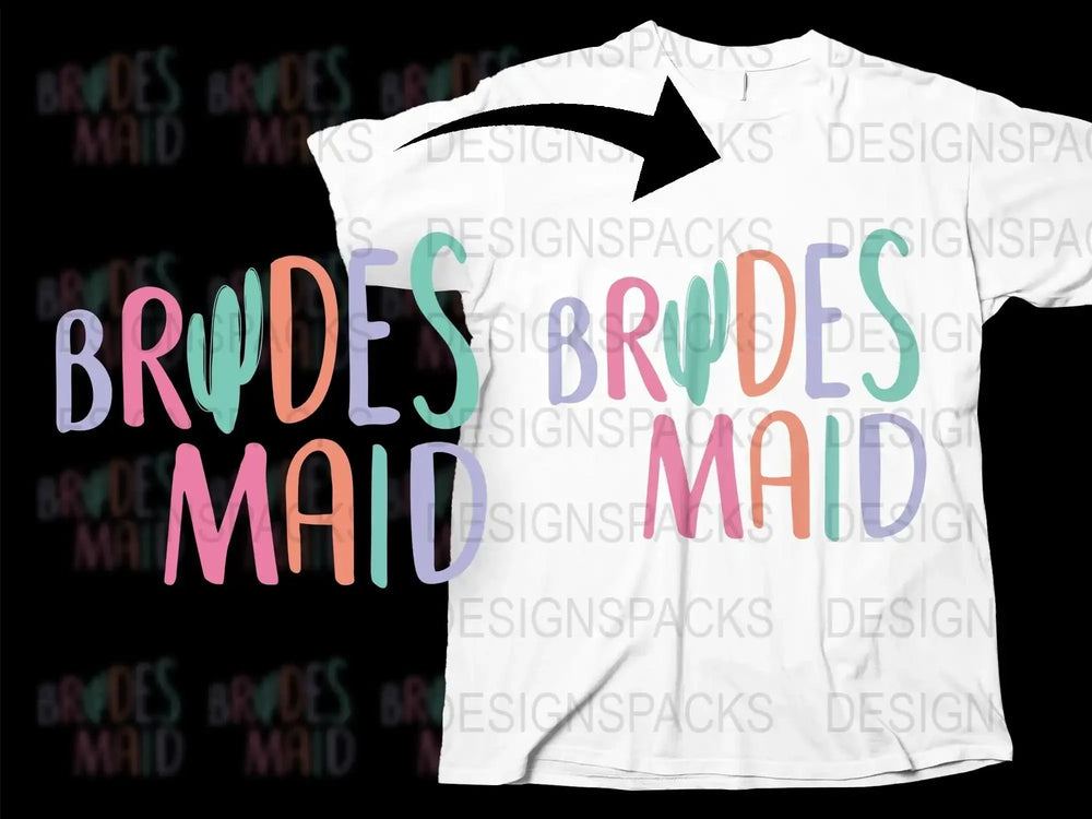 Bridesmaid T-Shirt Colorful Text Design Lightweight Summer Top Wedding Party Gift Idea