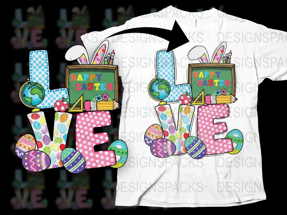Bright and Fun Easter Themed Love Graphic Png Digital Download