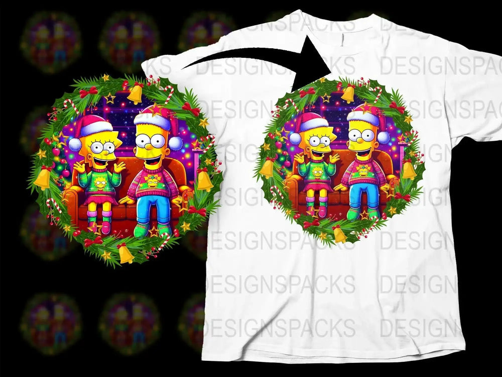 Bright Festive Simpsons Character Christmas Png Digital Download