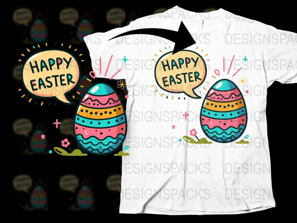 Bright Happy Easter Egg Design Png Digital Download