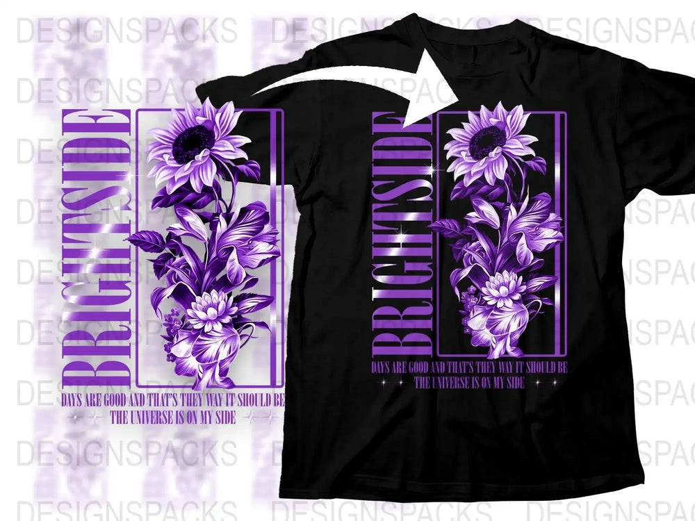 Brightside Sunflower in Purple Graphic Png Digital Download