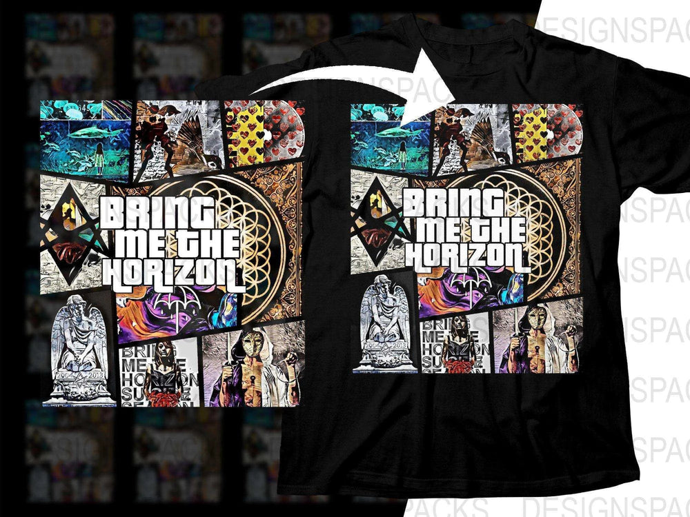 Bring Me the Horizon Rock Music Band Graphic Art Collage Png Halftone Digital Download