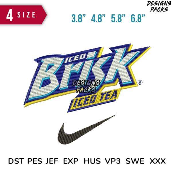 Brisk Iced Tea embroidery design in 4 sizes, compatible with DST, PES, JEF formats for instant download