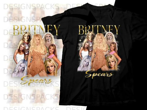 Britney Spears collage on black t-shirt with 