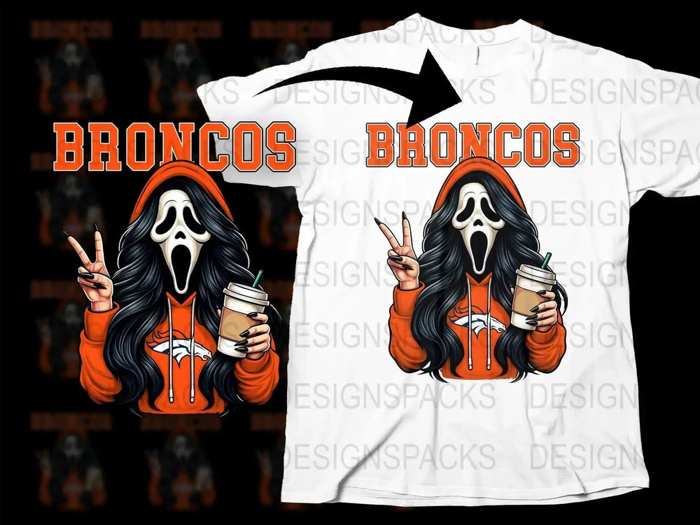 Broncos GhostFace Scream Girl Png Digital Download