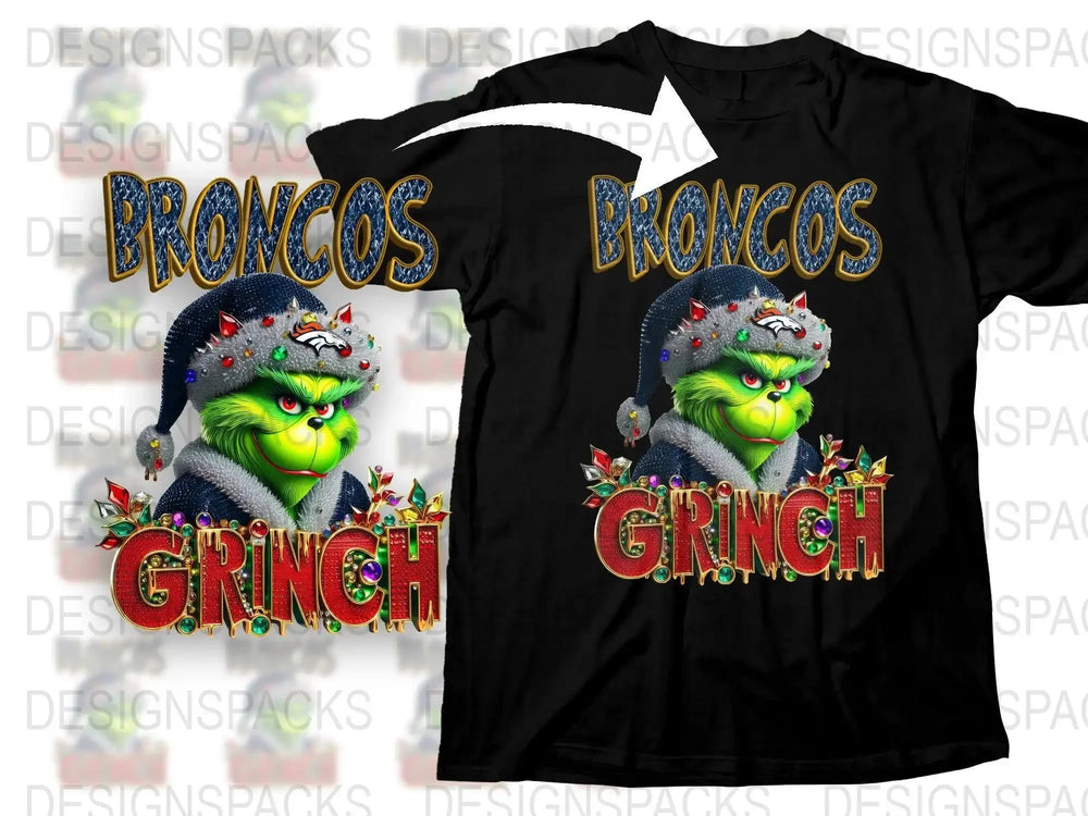 Broncos Grinch Christmas Design Png Digital Download
