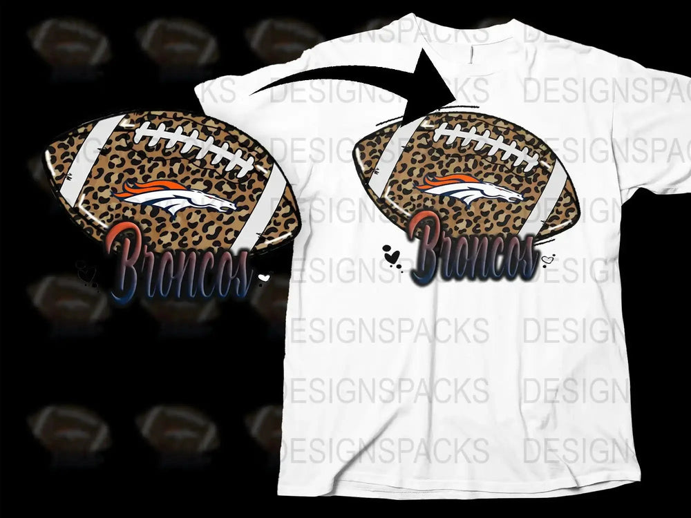 Broncos Leopard Print Football Design Png Digital Download