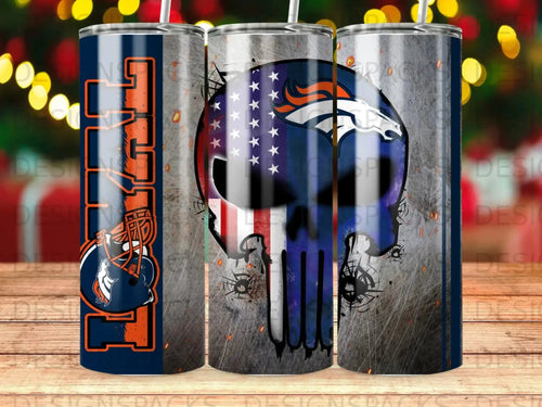 Broncos Skull Flag Tumbler Digital Wrap Design
