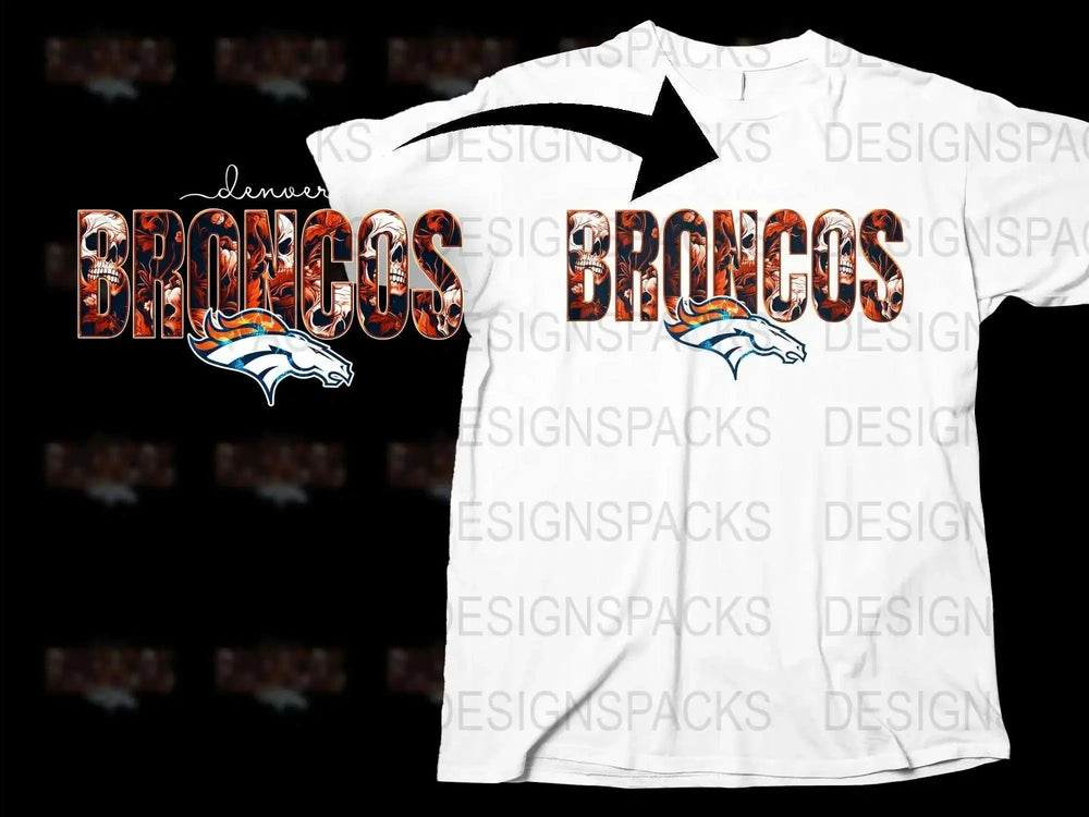 Denver Broncos Fan T-Shirt, Sport Team Logo Graphic Tee, Casual Cotton White Shirt