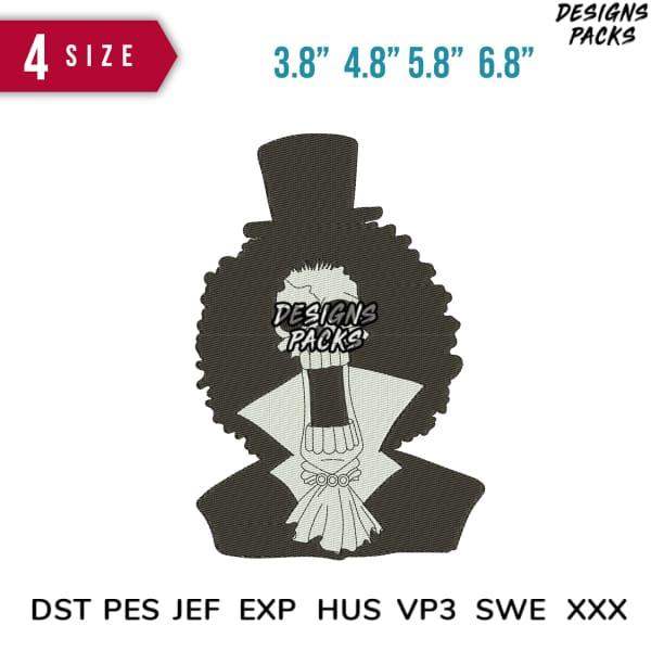 Vintage gentleman with top hat embroidery design in 4 sizes, DST PES JEF formats for instant download