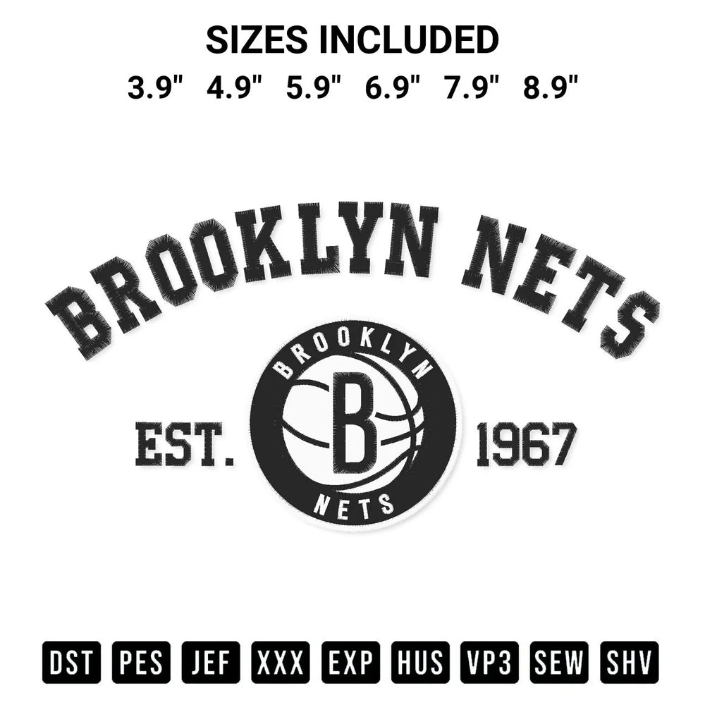 Brooklyn Nets Est 1967 Embroidery Design