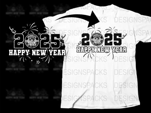 Brooklyn Nets Happy New Year 2025 Png Digital Download