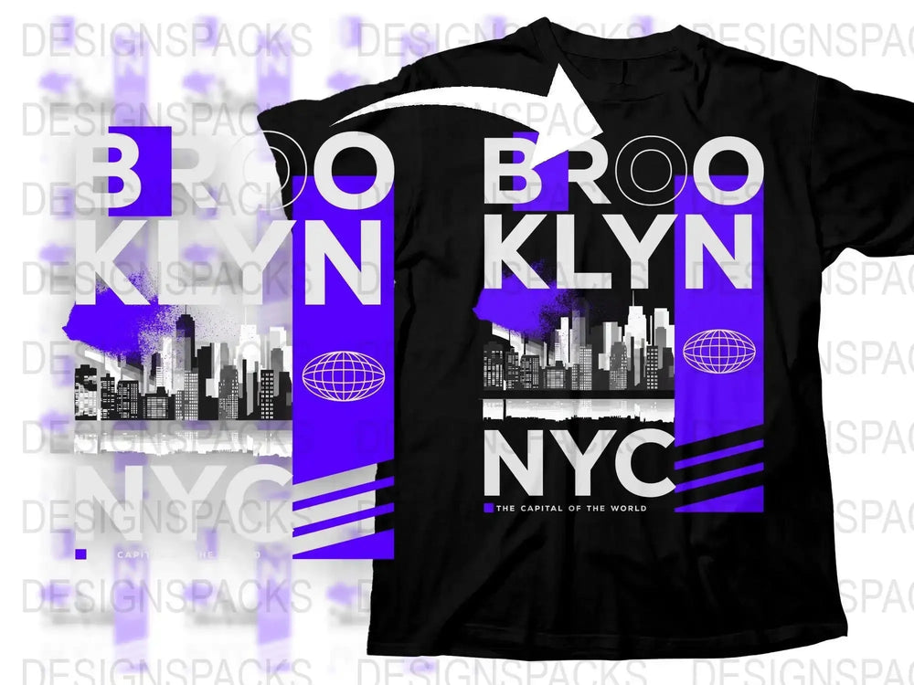 Brooklyn NYC The Capital Of The World Graphic Png Digital Download