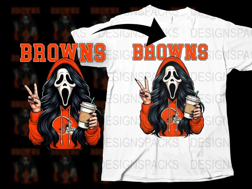 Browns GhostFace Scream Girl NFL Png Digital Download