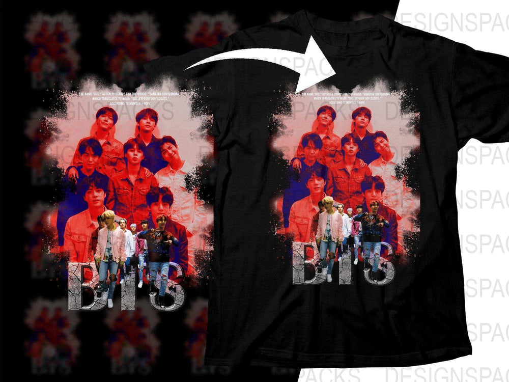 BTS Group Music Stylized Kpop Halftone Png Digital Download