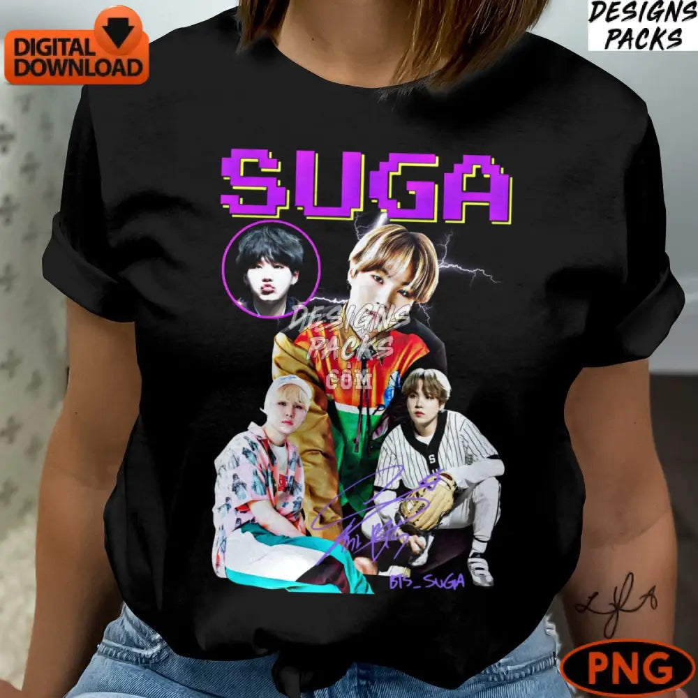 Bts Suga Digital Png K-Pop Idol Collage Art Instant Download Fan