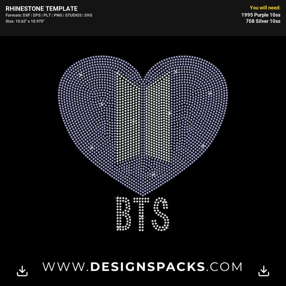 BTS Symbol Heart Kpop Logo Rhinestone Digital Template