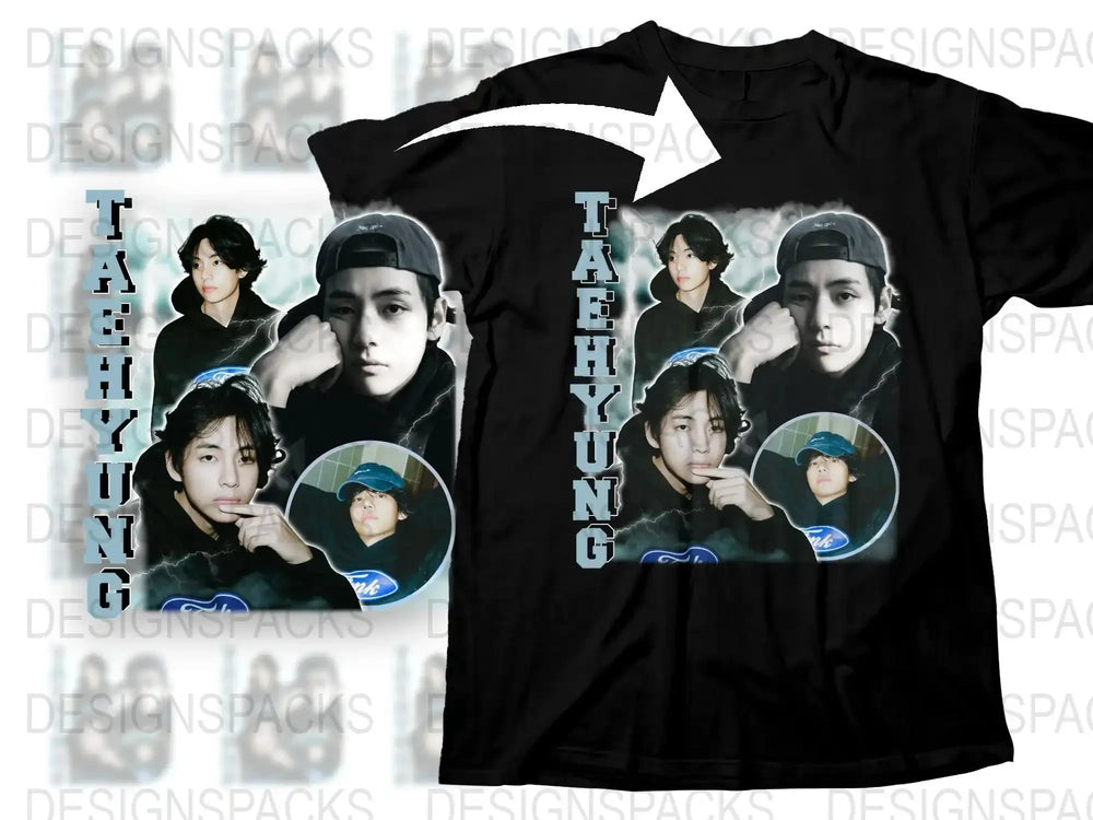 Taehyung Fan T-Shirt, K-Pop Idol Graphic Tee, Black Cotton Shirt, Unisex Merchandise
