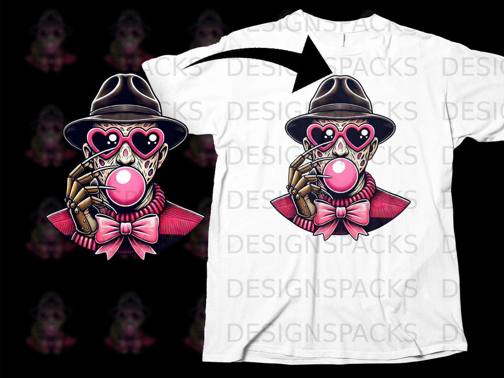 Freddy Krueger Bubblegum Heart Glasses Graphic T-Shirt