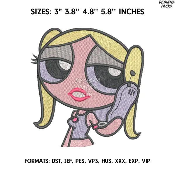 Bubbles Embroidery Design File, The Powerpuff Girls Embroidery Design,.