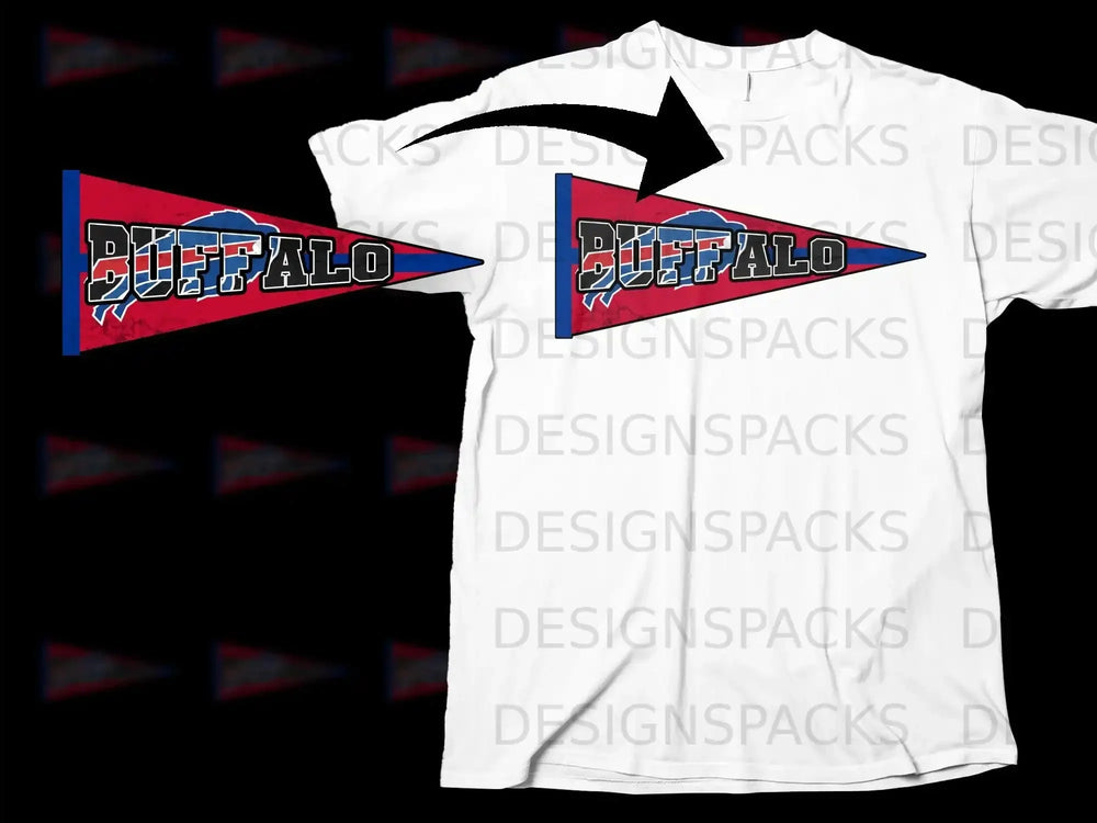 Buffalo Pennant Design on White T-Shirt Graphics