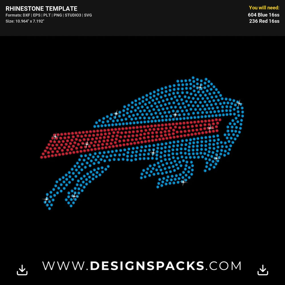 Buffalo Bills Football Team Logo Rhinestone Digital Template