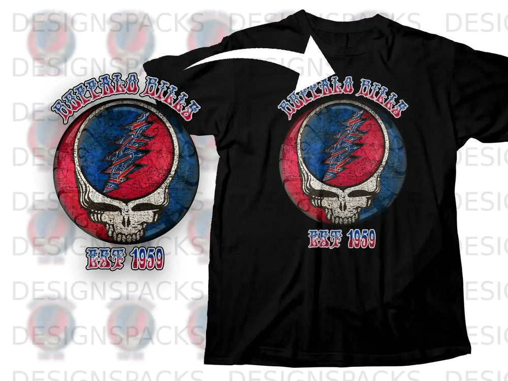 Buffalo Bills Est 1959 Skull and Lightning Design Shirt