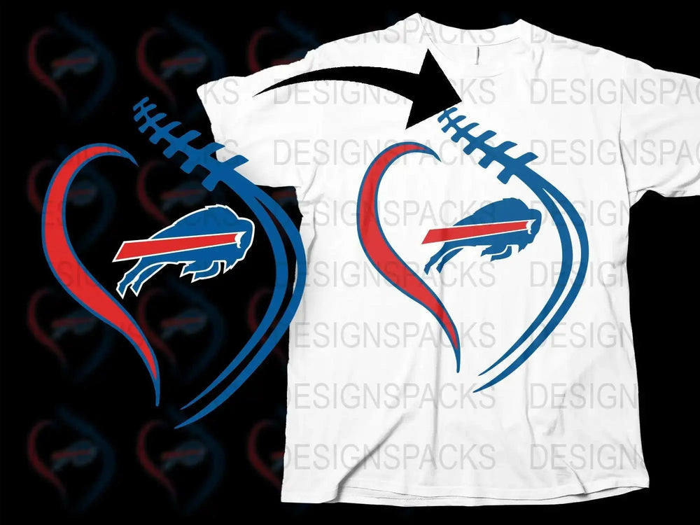 Buffalo Heartbeat Line T-Shirt, Sports Fan Gift, American Football Team Graphic Tee, Bold Colors