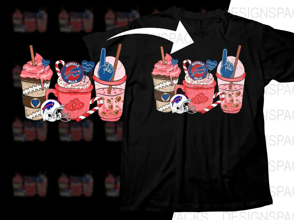 Buffalo Bills NFL Logo and Valentine Drink Png Digital Download