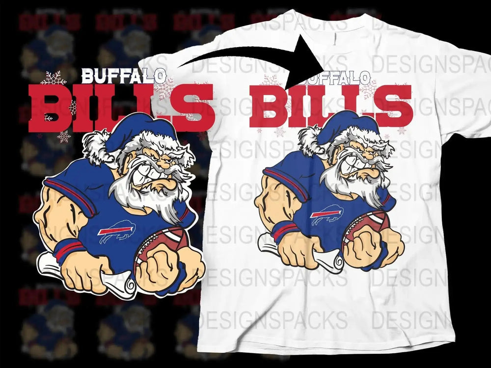 buffalo bills Team Christmas Football Santa Png Digital Download
