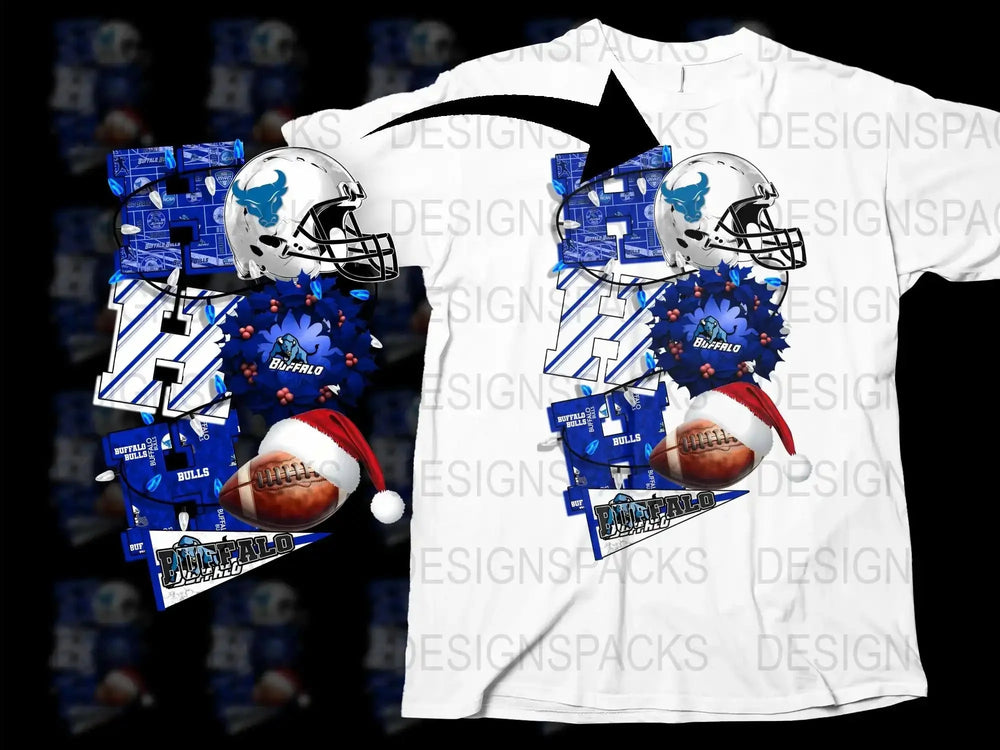 Buffalo Bills Themed Christmas T-Shirt, Festive Holiday Graphic Tee, Football Fan Gift Idea, Unisex Apparel