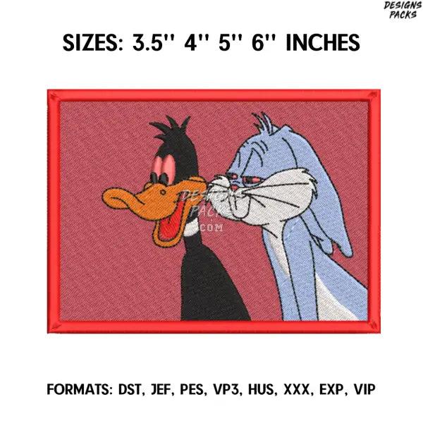 Bugs Bunny and Duck Embroidery Design File,  Anime Embroidery Design, Machine embroidery design, Anime Pes Design Brothe