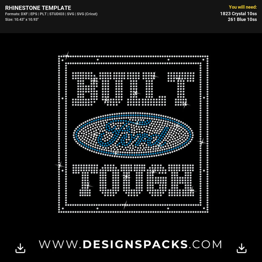 Built Ford Tough Rhinestone Digital Template