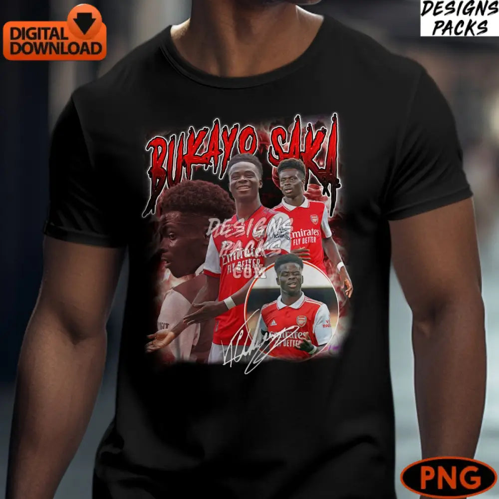 Bukayo Saka Arsenal Football Digital Art Instant Download Soccer Player Png