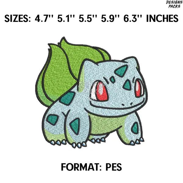 Bulbasaur Embroidery Design File, Pokemon Anime Embroidery Design, Machine Enbroidery Anime Pes Design Brother