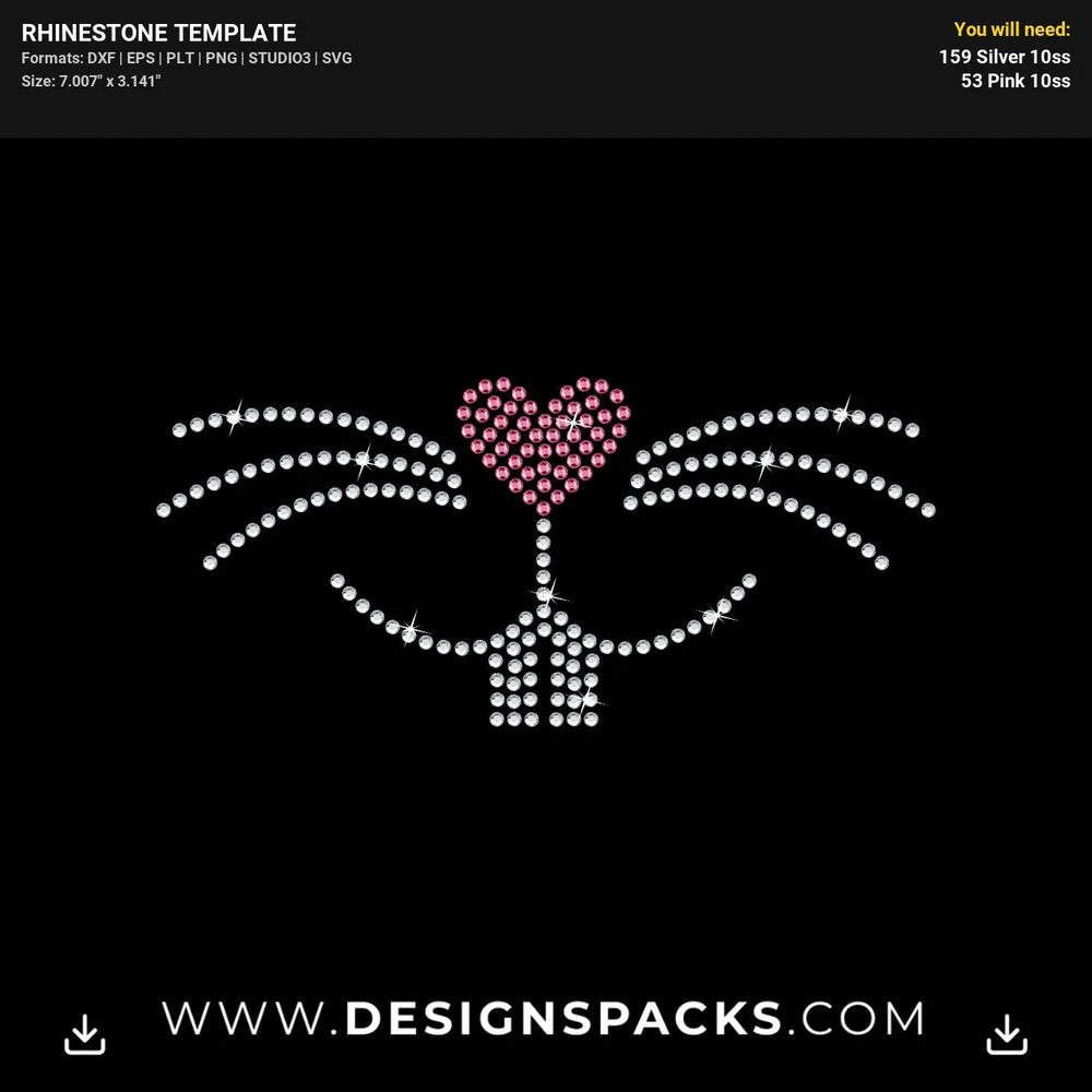 Bunny Face Mask Rhinestone Digital Template
