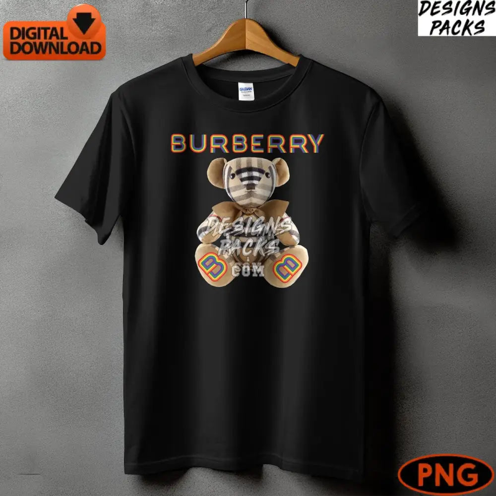 Burberry Teddy Bear Digital Image Plaid Stuffed Animal Png Instant Download Nursery