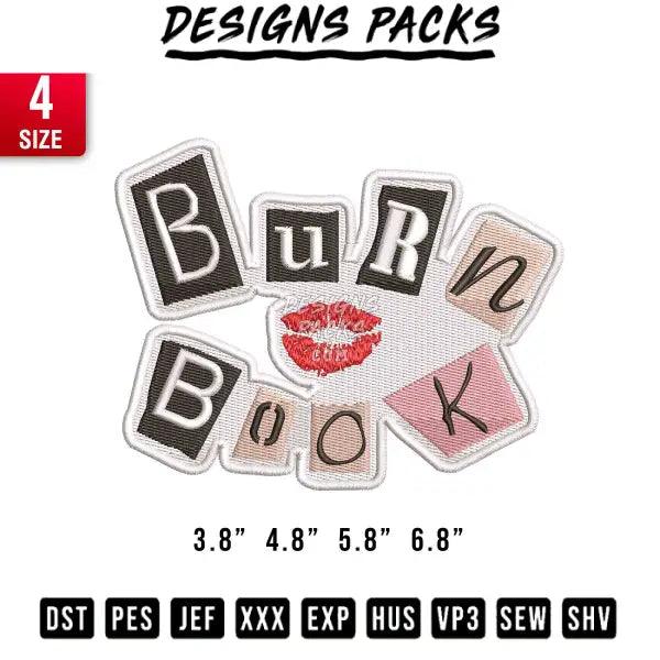 Burn book typography Embroidery Design 