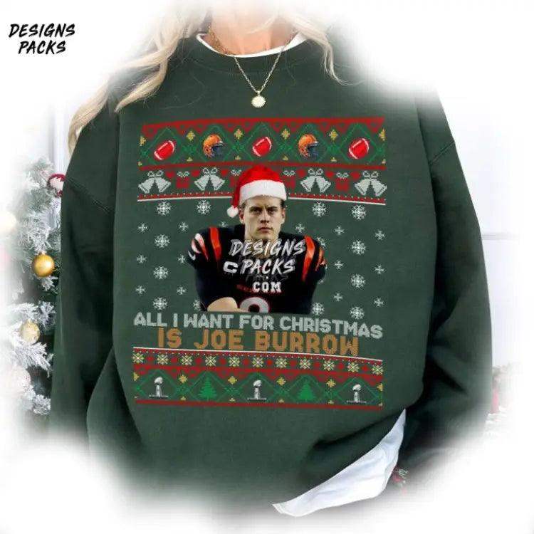 Burrow Cincinnati Football Joe Christmas Png Design