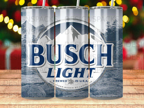 Busch Light Mountain River Scene Tumbler Digital Wrap Design
