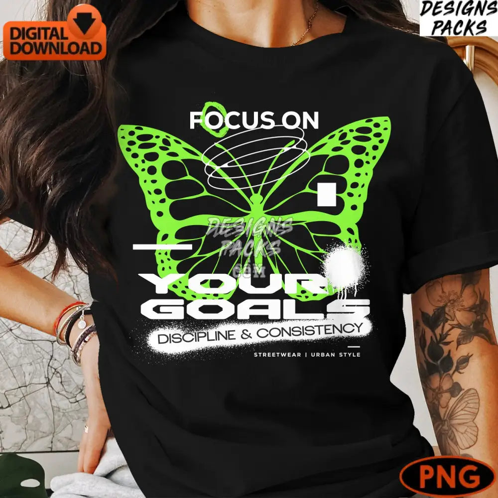Butterfly Graphic Png Green With Text Instant Download Digital Art