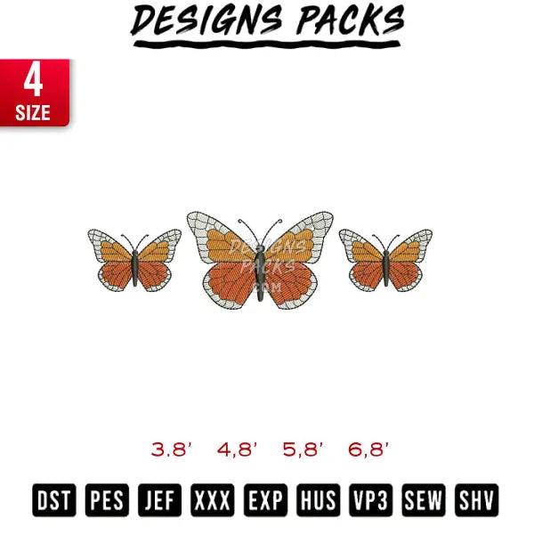 Butterfly trio Embroidery Design 