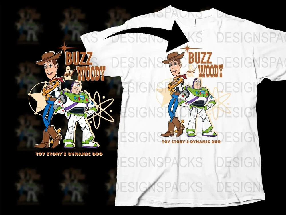 Buzz and Woody Dynamic Duo Toy Story Png Digital Download