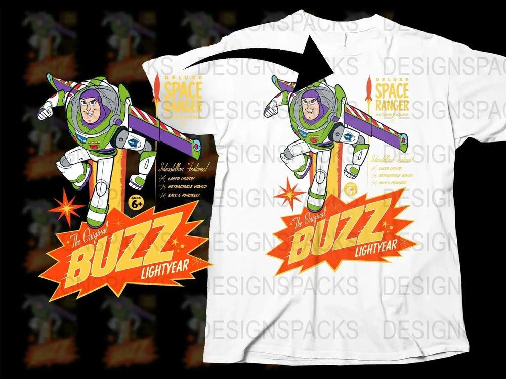 Buzz Lightyear Deluxe Space Ranger Action Figure Png Digital Download