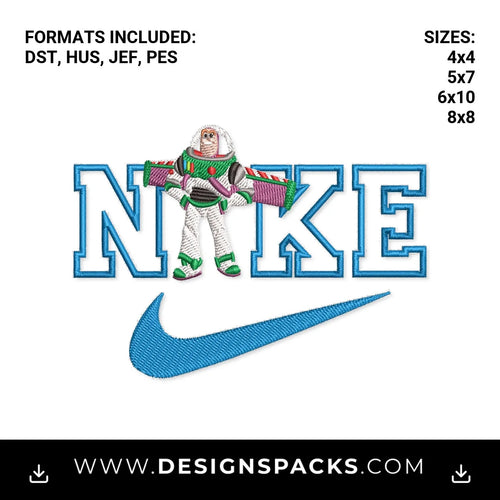 Buzz Lightyear Nike Swoosh Logo Embroidery Design - Instant digital download pattern at Designspacks.com