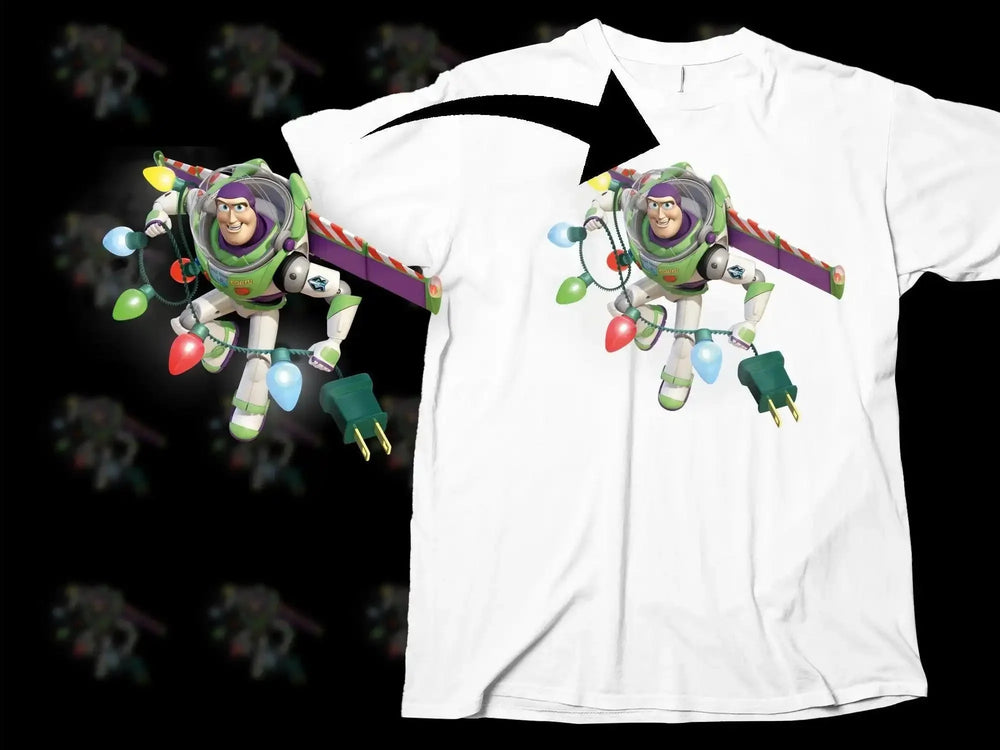 Buzz Lightyear with Christmas Lights Png Digital Download