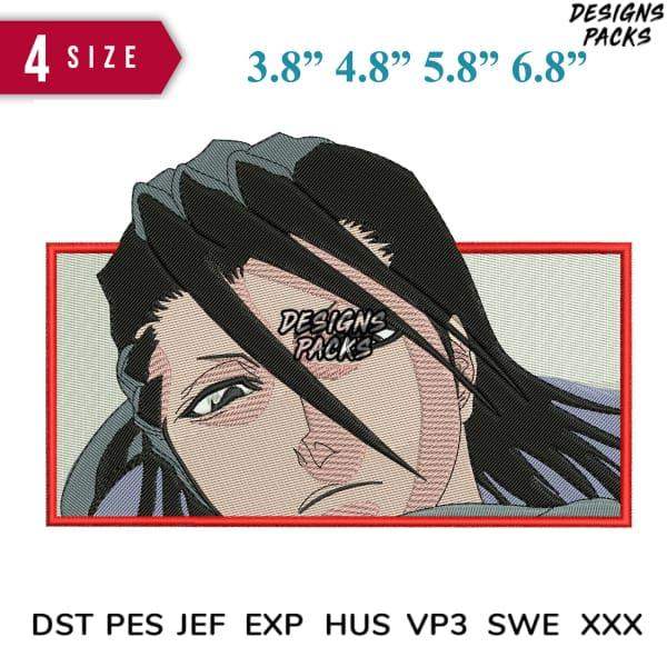 Anime-style embroidery design with 4 size options, compatible with DST PES JEF formats for instant download.